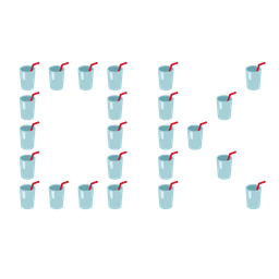 Cup with straw and OK button