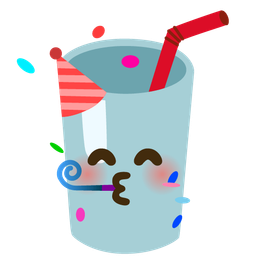 Cup with straw and Partying face