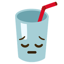 Cup with straw and Pensive face