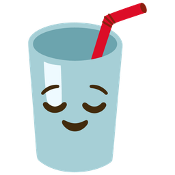 Cup with straw and Relieved face