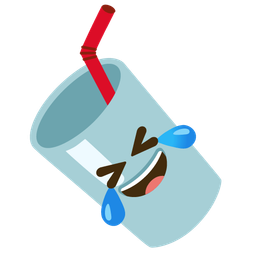 Cup with straw and Rolling on the floor laughing