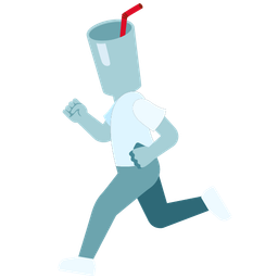 Cup with straw and Running shoe