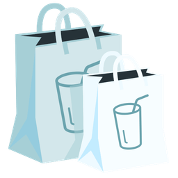 Cup with straw and Shopping bags