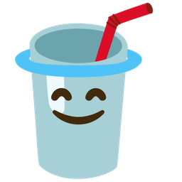 Cup with straw and Smiling face with halo