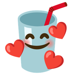 Cup with straw and Smiling face with hearts