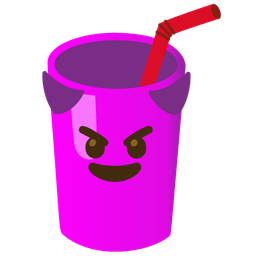 Cup with straw and Smiling face with horns