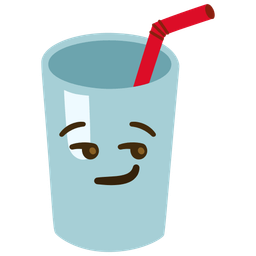 Cup with straw and Smirking face