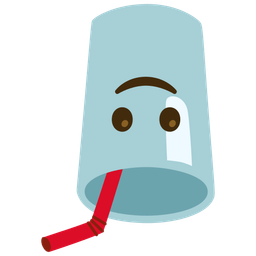 Cup with straw and Upside-down face
