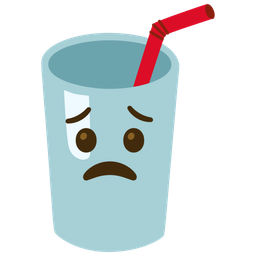 Cup with straw and Worried face