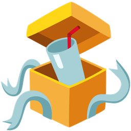 Cup with straw and Wrapped gift