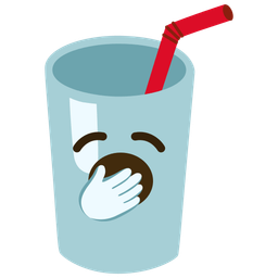 Cup with straw and Yawning face