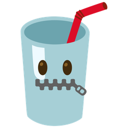 Cup with straw and Zipper-mouth face