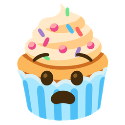 Cupcake and Anguished face