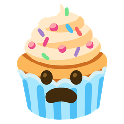 Cupcake and Frowning face with open mouth