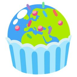 Cupcake and Globe showing Europe-Africa