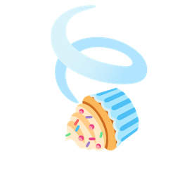 Cupcake and Leaf fluttering in wind