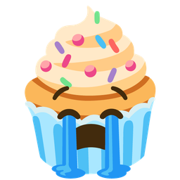 Cupcake and Loudly crying face