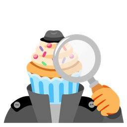 Cupcake and Magnifying glass tilted right