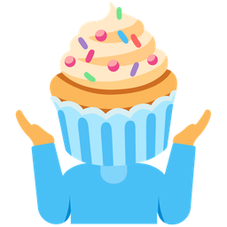 Cupcake and Person shrugging