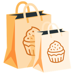 Cupcake and Shopping bags