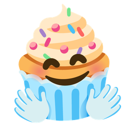 Cupcake and Smiling face with open hands