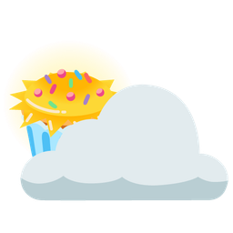Cupcake and Sun behind cloud
