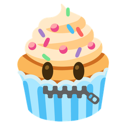 Cupcake and Zipper-mouth face