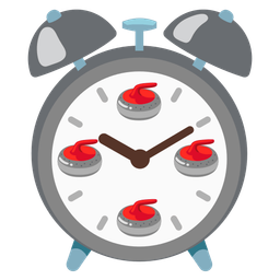 curling stone and alarm clock