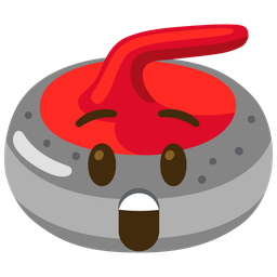 curling stone and astonished face