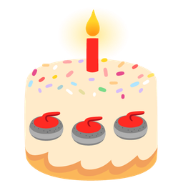 curling stone and birthday cake