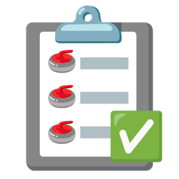 curling stone and check mark button