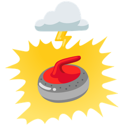 curling stone and cloud with lightning