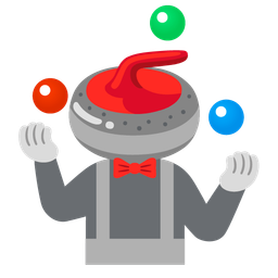 curling stone and clown face