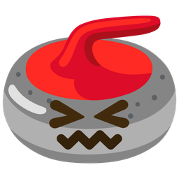 curling stone and confounded face