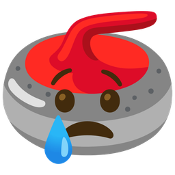 curling stone and crying face