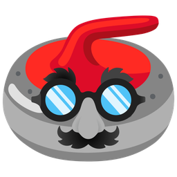 curling stone and disguised face