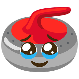 curling stone and face holding back tears