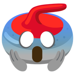 curling stone and face screaming in fear