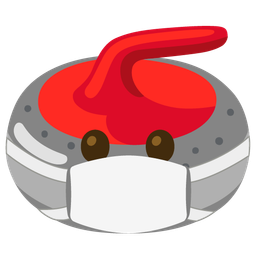 curling stone and face with medical mask