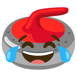 Curling stone and Face with tears of joy