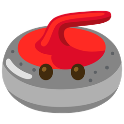 curling stone and face without mouth