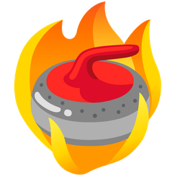 curling stone and fire