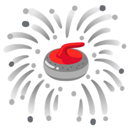 curling stone and fireworks