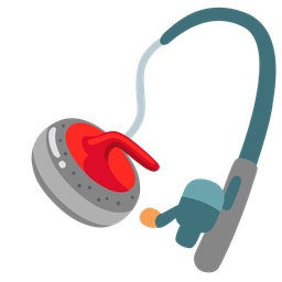 curling stone and fishing pole