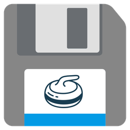 curling stone and floppy disk