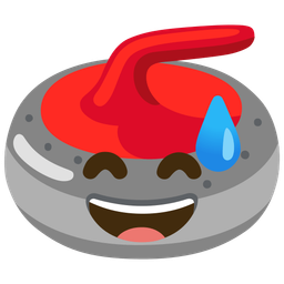 Curling stone and Grinning face with sweat