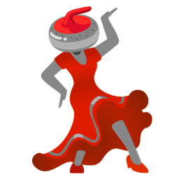 curling stone and high-heeled shoe