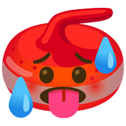 curling stone and hot face