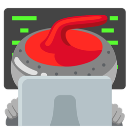 curling stone and laptop