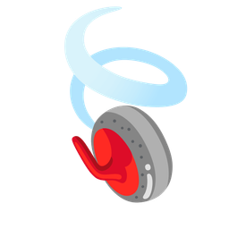 curling stone and leaf fluttering in wind